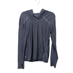Athleta Women's Gray Hooded Pullover Long Sleeve Top Athletic Activewear